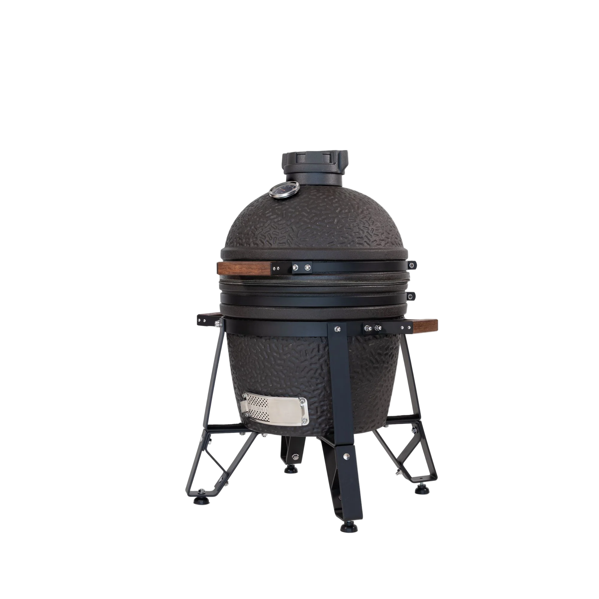 Black ceramic barbecue grill on a white background