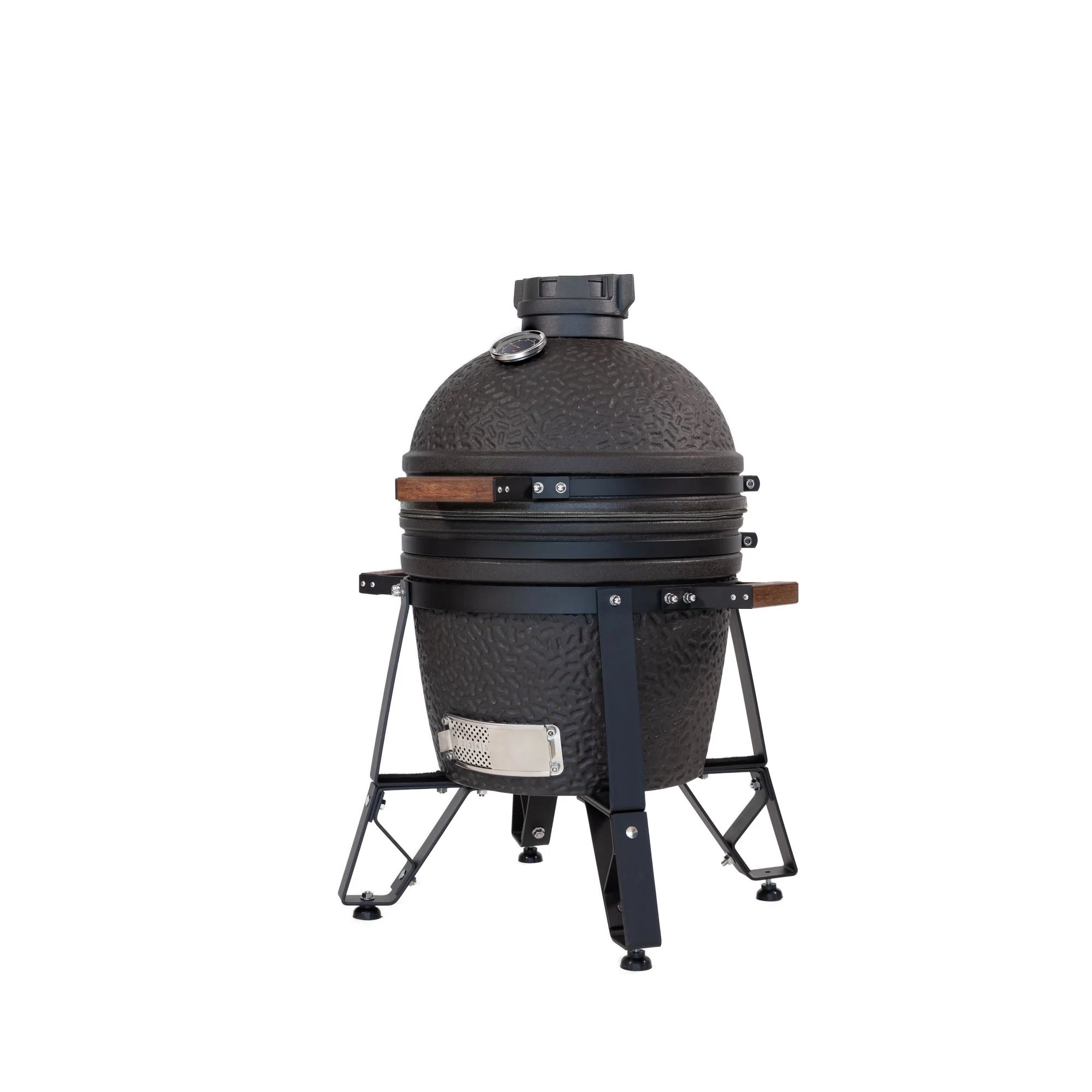 Black ceramic barbecue grill on a white background