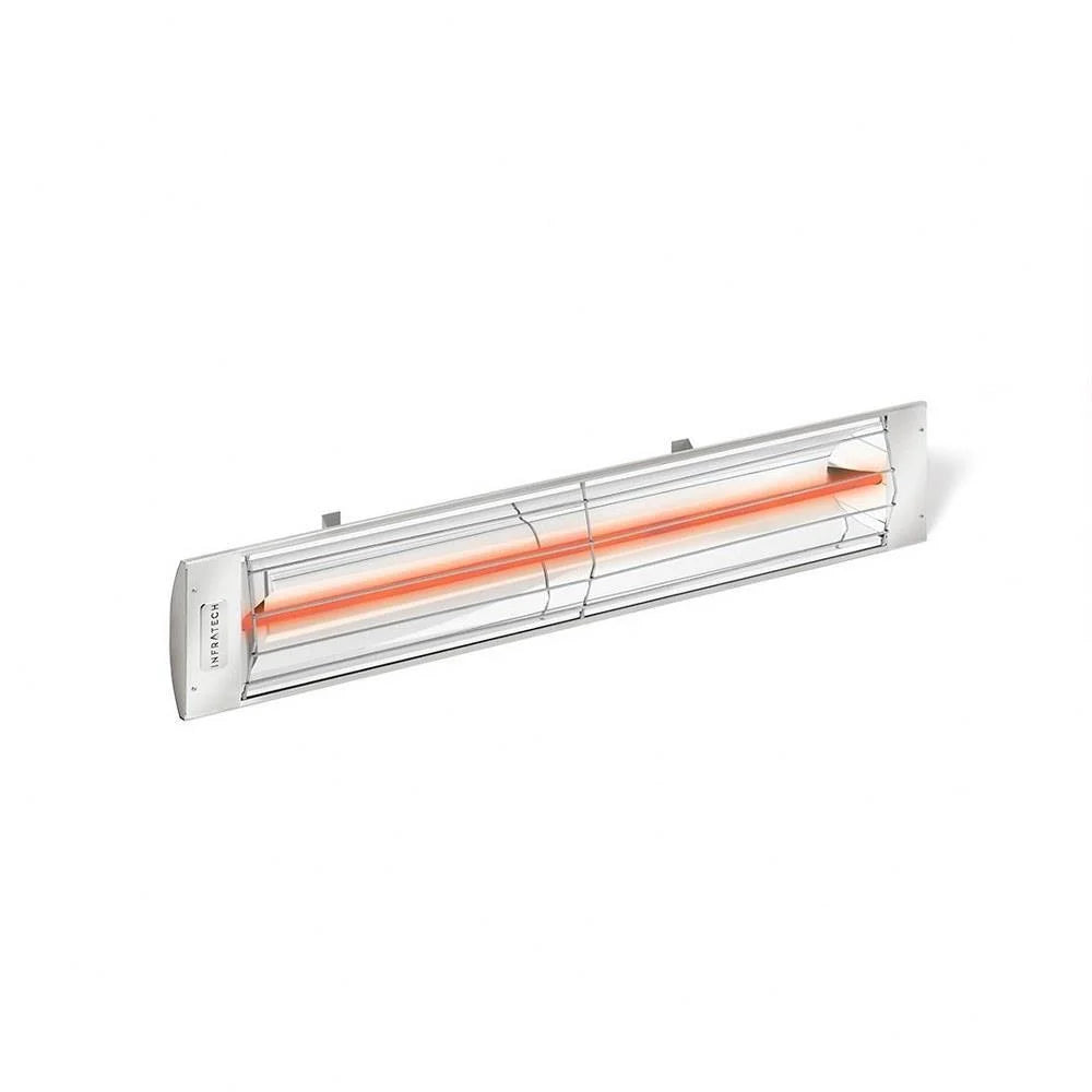 Infrared outdoor heater with glowing element on a white background