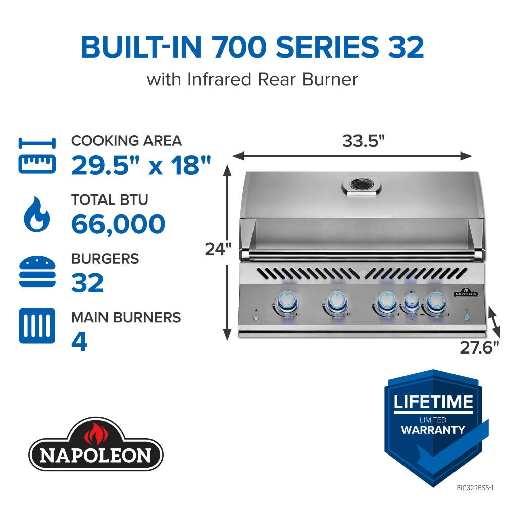 Built-In 700 Series 32 with Infrared Rear Burner - BIG32RBPSS-1