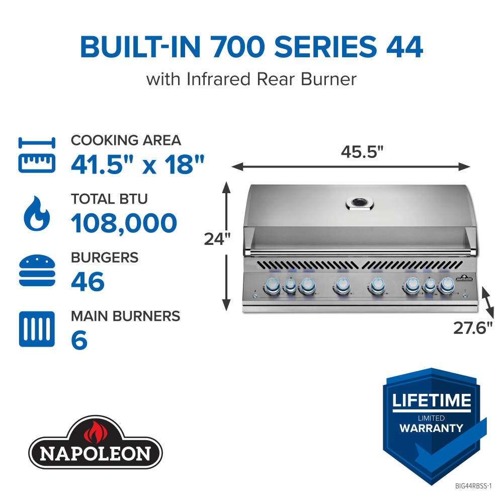 Built-In 700 Series 44 with Dual Infrared Rear Burners - BIG44RBPSS-1