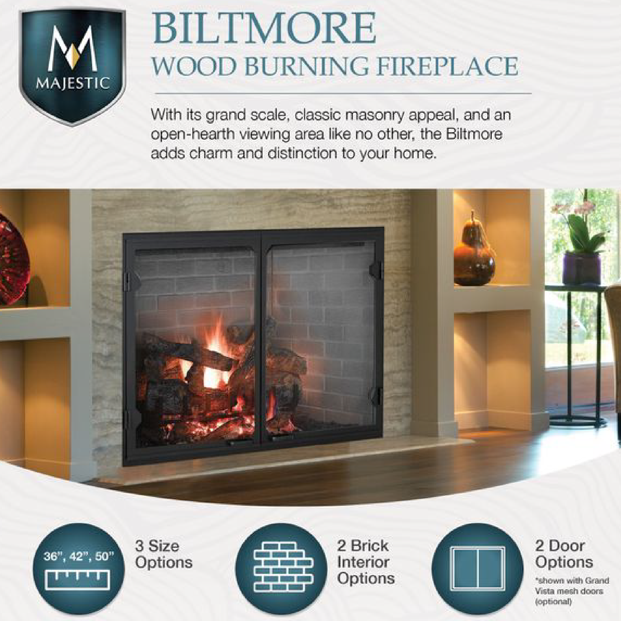 Majestic Biltmore Wood Burning Fireplace