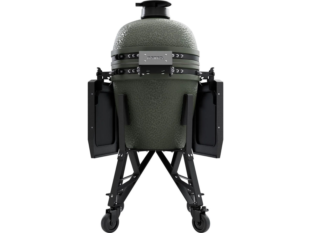 BSTRD Core Complete Alpine Green Ceramic grill on wheels with a white background