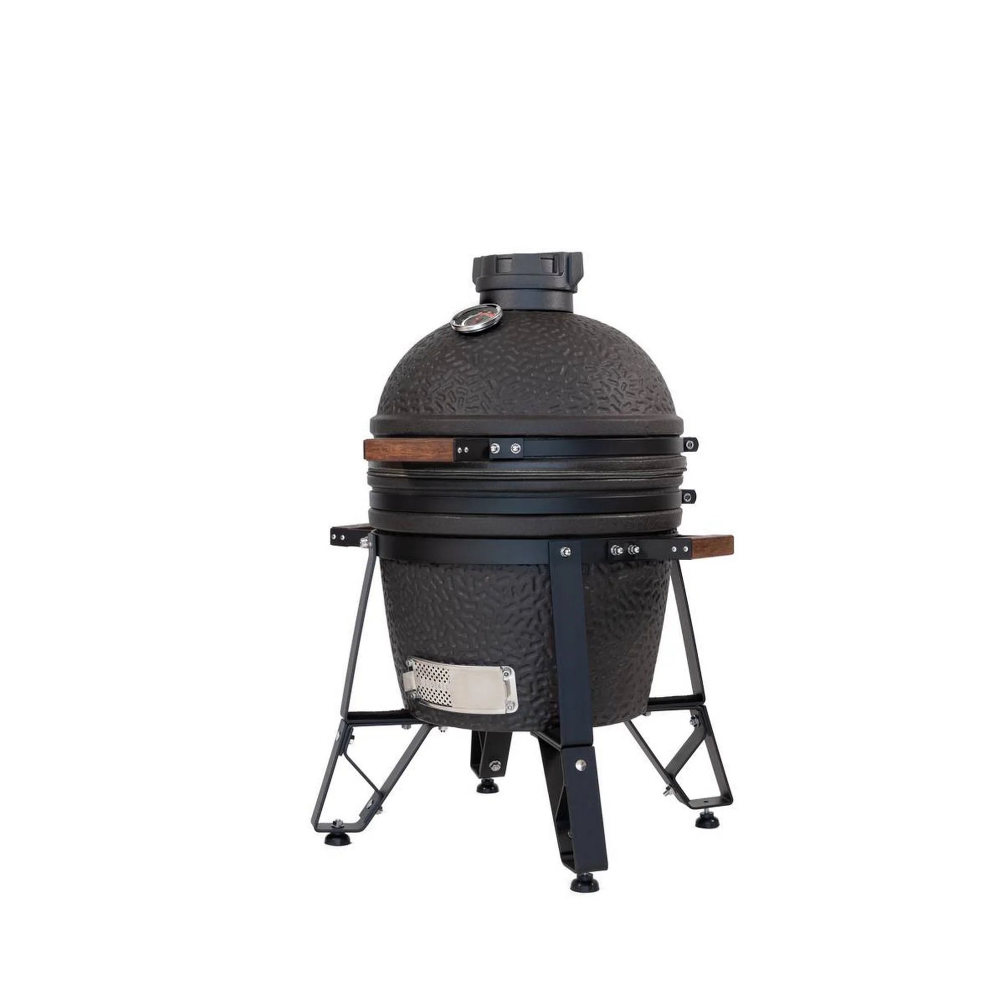 Black ceramic barbecue grill on a white background