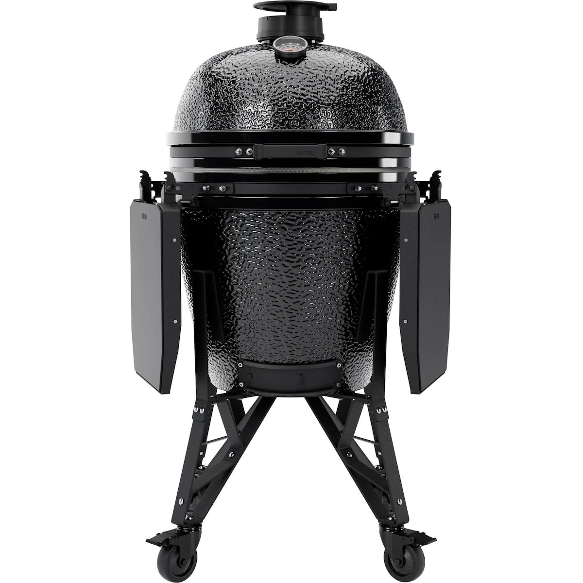 Black ceramic barbecue grill on a white background