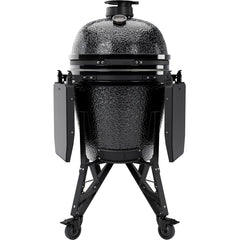 Black ceramic barbecue grill on a white background