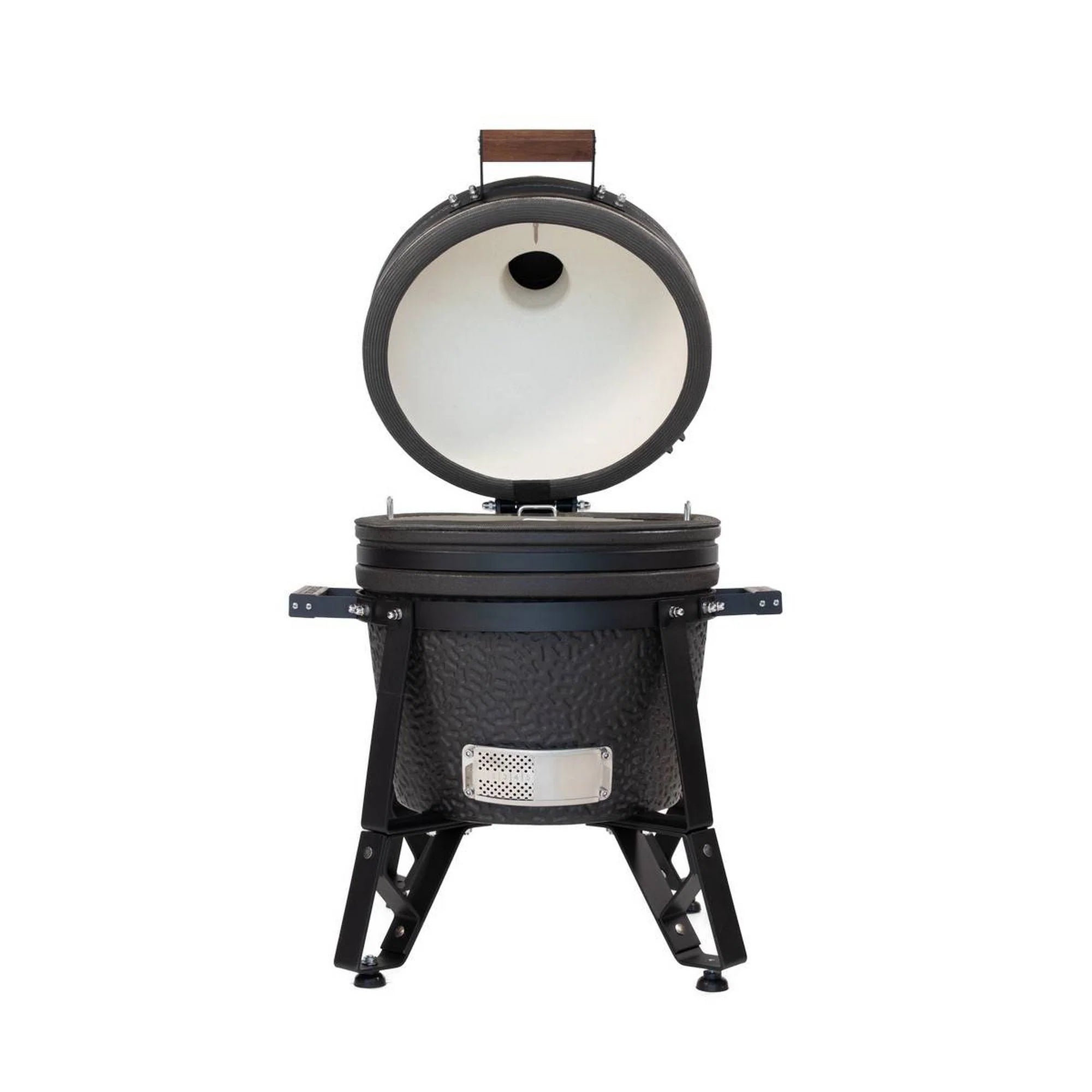 Black ceramic barbecue grill on a white background