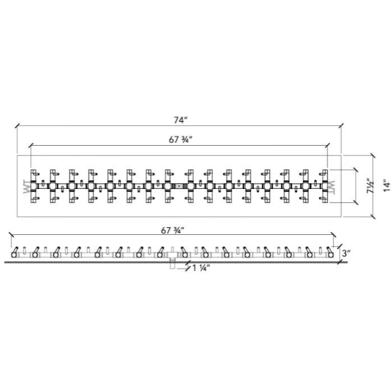 Tree-Style Brass Burner/Rectangular Plate - CFBT470