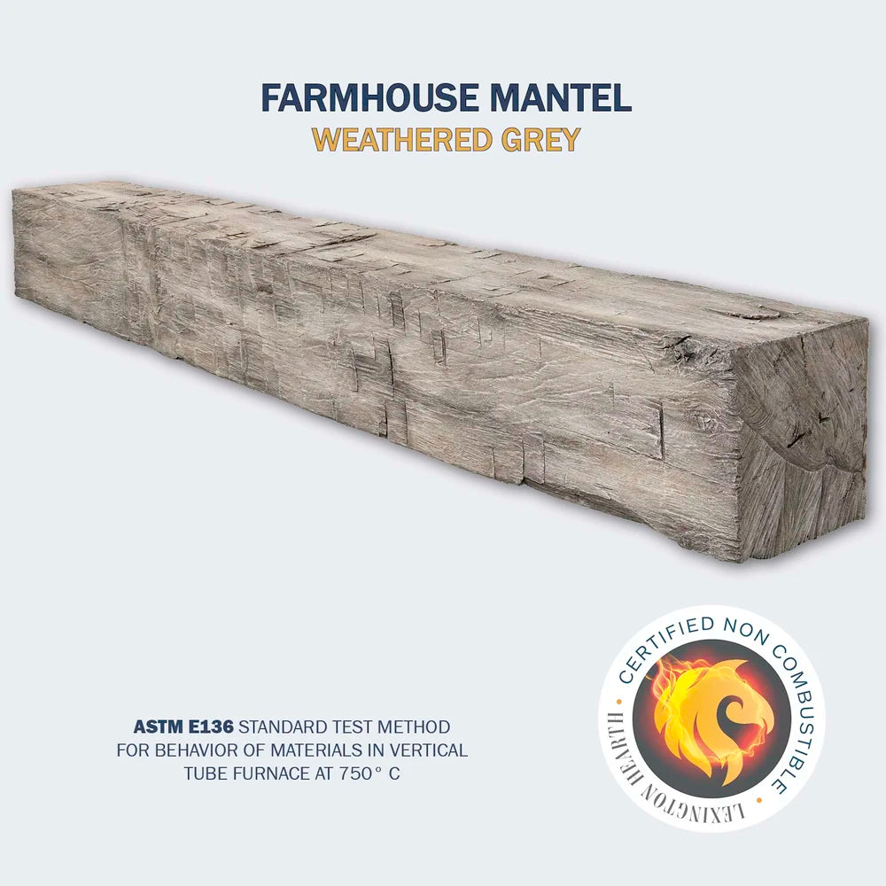 Farmhouse Weathered Grey 7' Mantel - FH-7-LH-WG