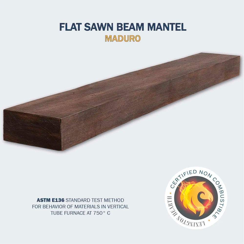 Flat Sawn Beam Maduro 4' Mantel - FS-4-LH-MD