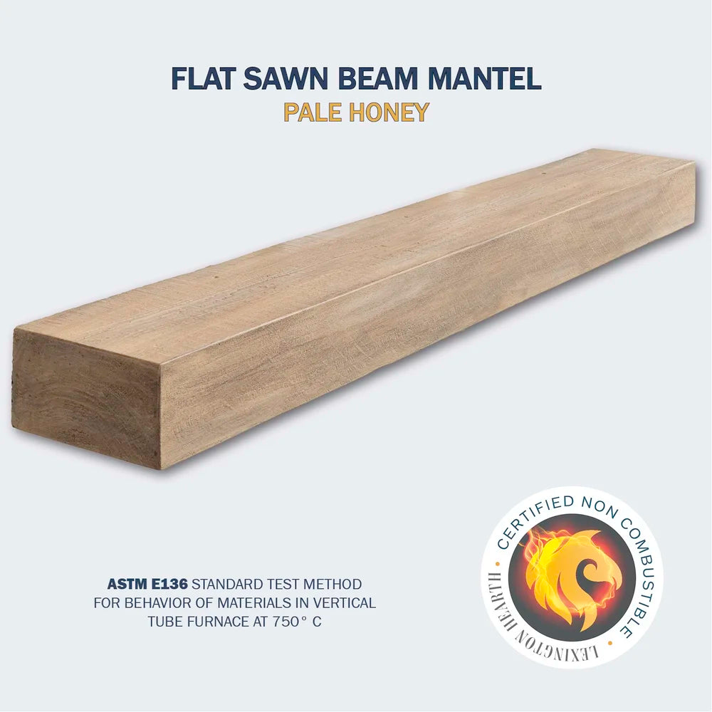 Flat Sawn Beam Pale Honey 4' Mantel - FS-4-LH-PH