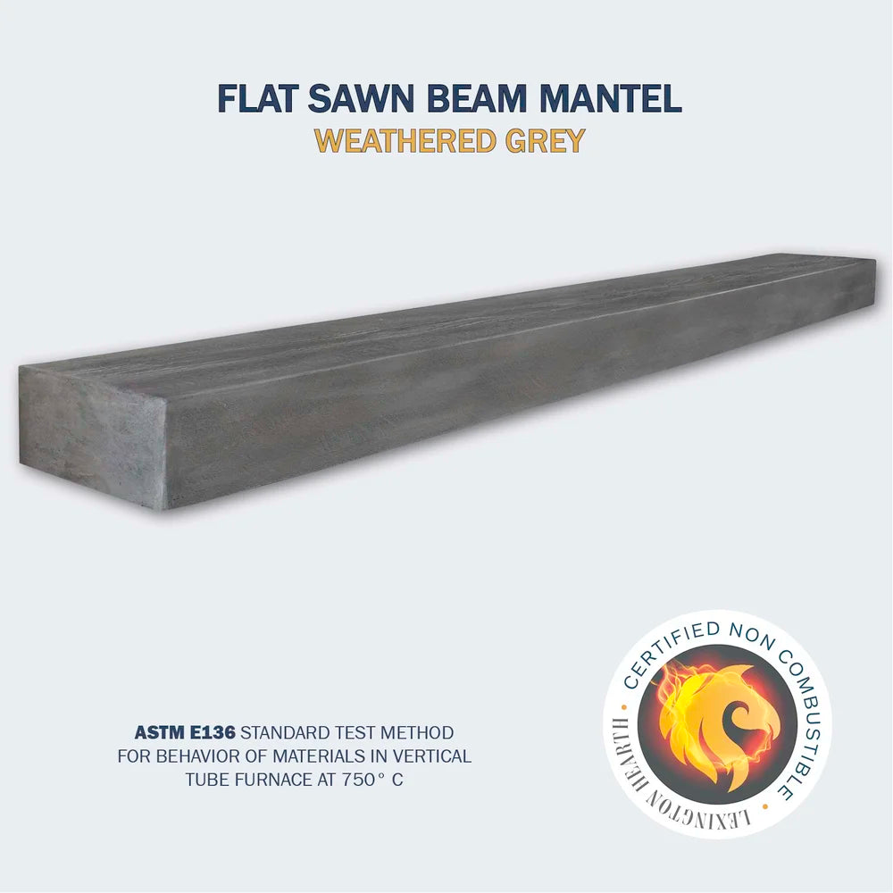 Flat Sawn Beam Weathered Grey 4' Mantel - FS-4-LH-WG