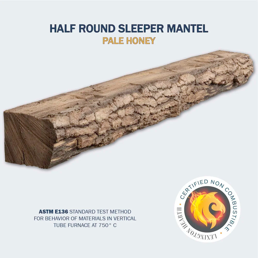 Half-Round Sleeper Pale Honey 4' Mantel - HR-4-LH-PH