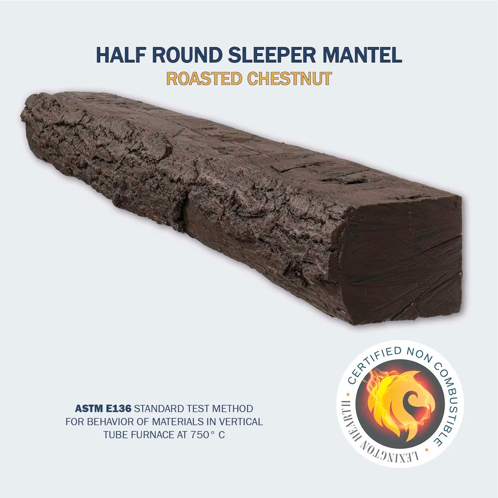Half-Round Sleeper Roasted Chestnut 4' Mantel - HR-4-LH-RC