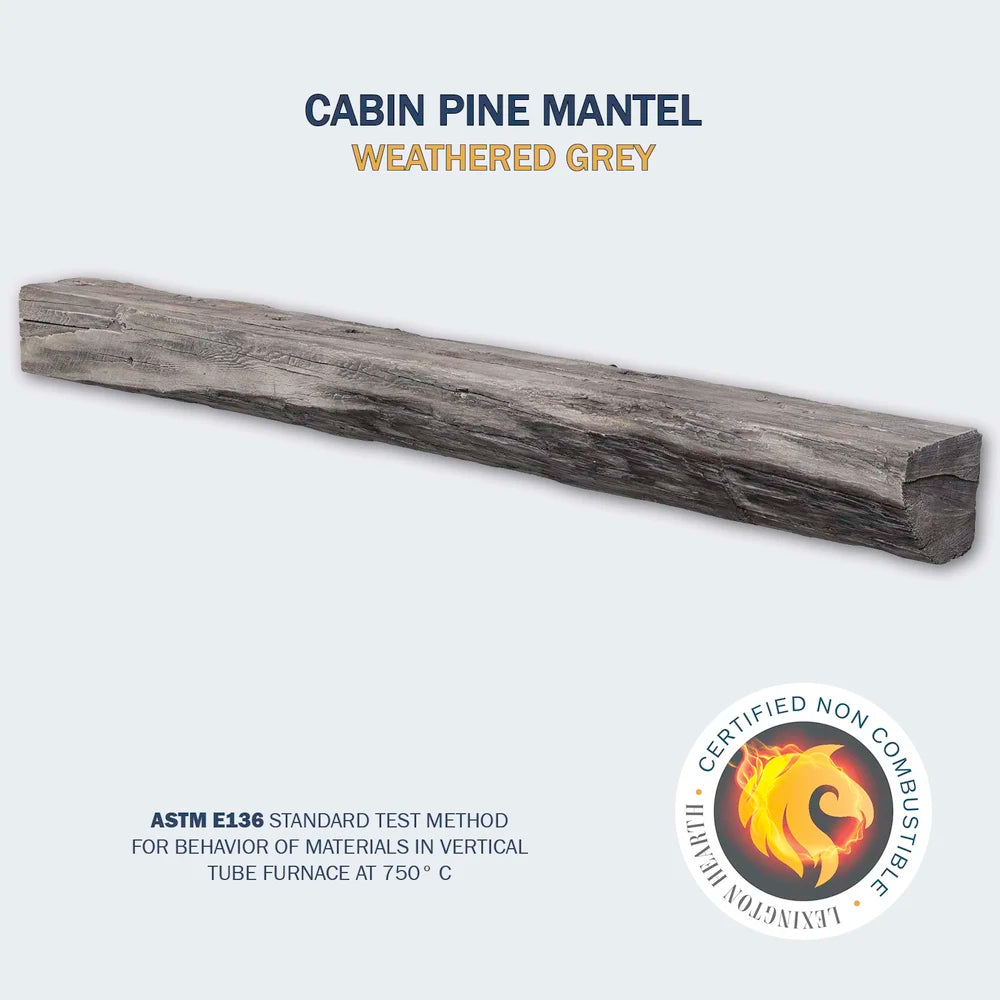 Cabin Pine Weathered Grey 6' Mantel - CP-6-LH-WG