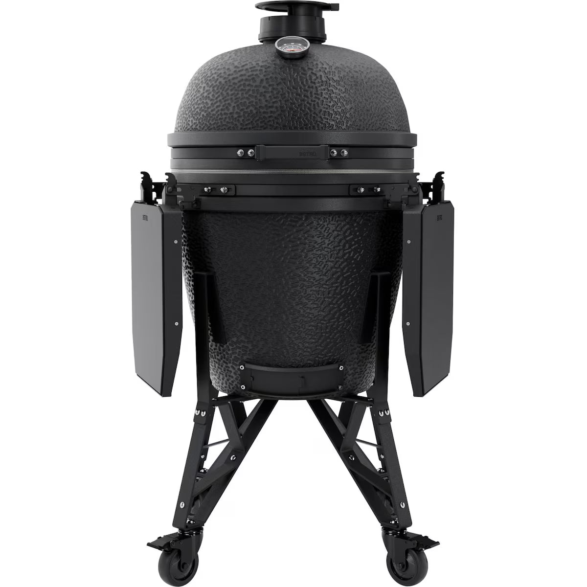 Black ceramic barbecue grill on a white background