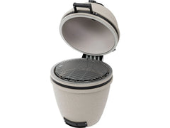 BSTRD grill with open lid on a white background