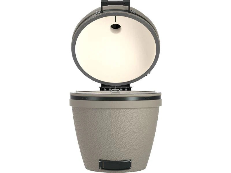 Outdoor light fixture with a textured base and open top on a white background
