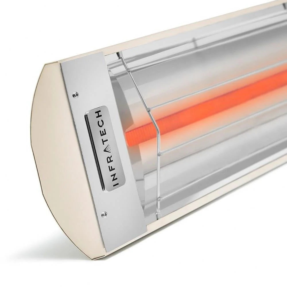 Infratech outdoor heater with glowing element on a white background