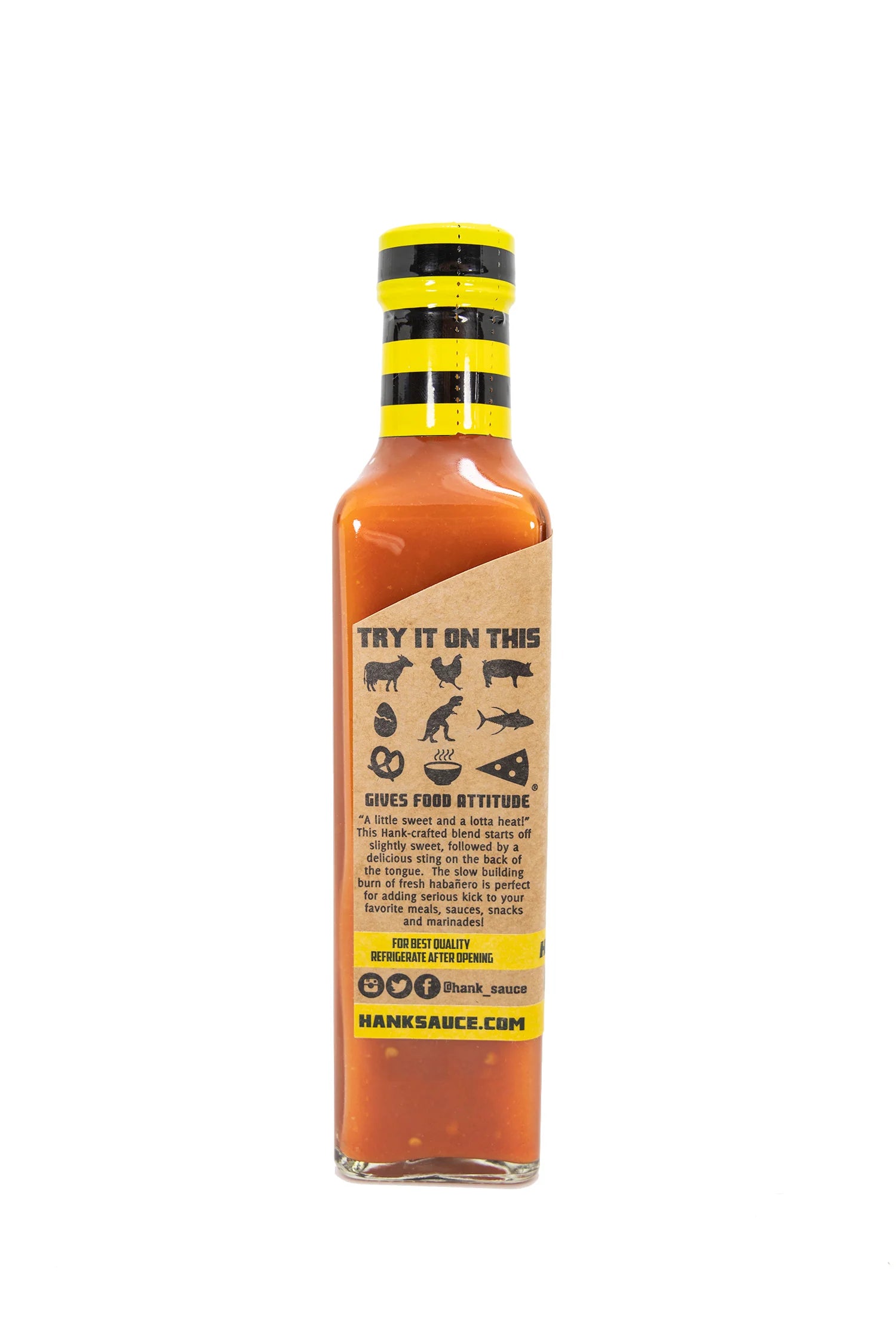 Honey Habanero Hot Sauce By Hank Sauce - Multipurpose Craft Hot Sauce - Gluten Free, Vegan - 8.5 Fl Oz (Pack of One)